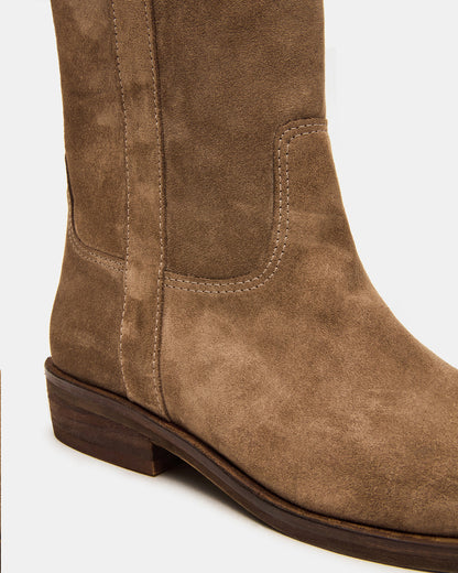 DUNSTER Chestnut Suede Wood Bottom Women's Boot - Steve Madden
