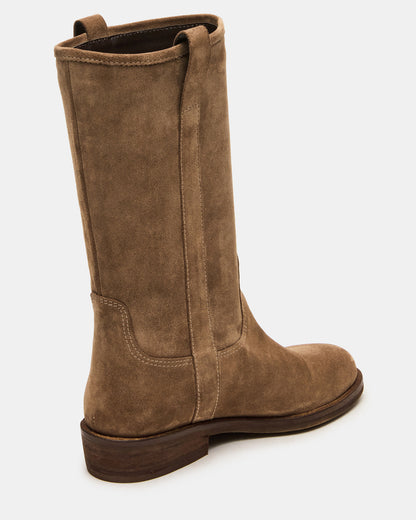 DUNSTER Chestnut Suede Wood Bottom Women's Boot - Steve Madden