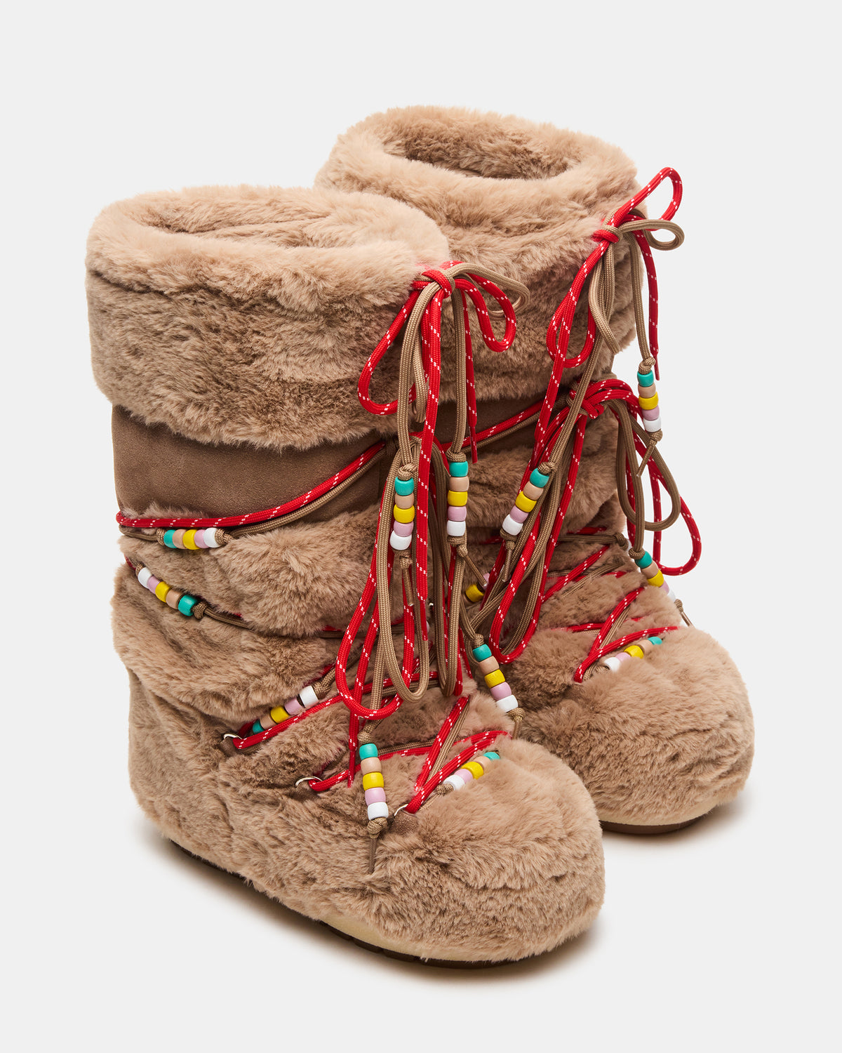 MOUSSE Taupe Faux Fur Lace-Up Chunky Women's Boot - Steve Madden