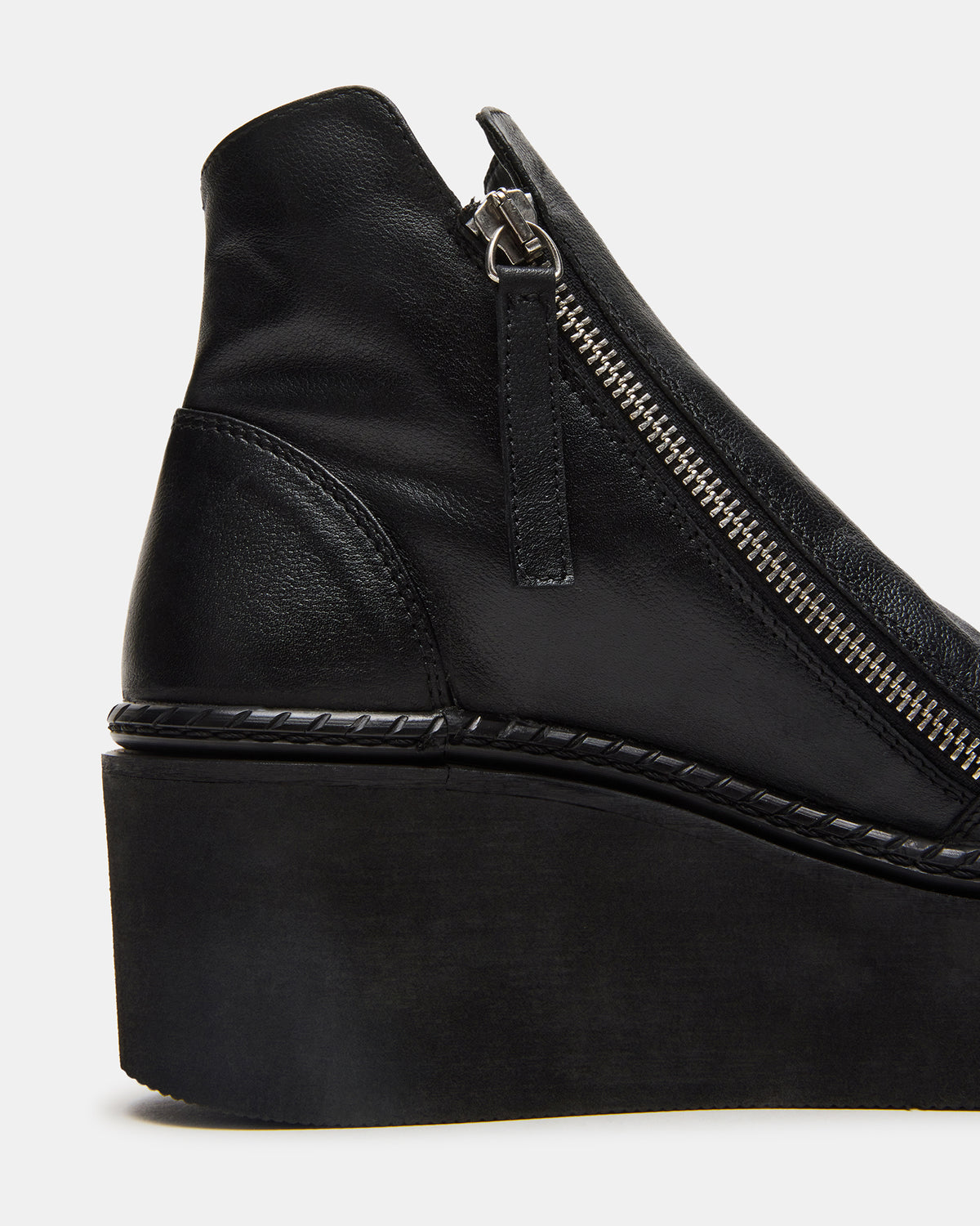 DRIFT Black Leather Platform Moto Women's Ankle Boot - Steve Madden
