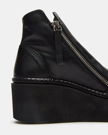 DRIFT Black Leather Platform Moto Women's Ankle Boot - Steve Madden