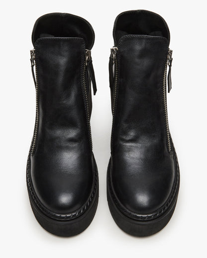 DRIFT Black Leather Platform Moto Women's Ankle Boot - Steve Madden