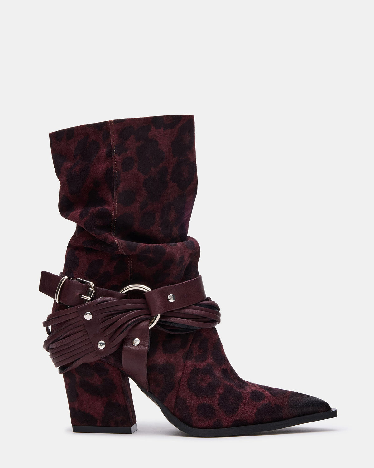 LAUPER Red Leopard Pointed-Toe Heeled Buckle Women's Ankle Boot - Steve Madden