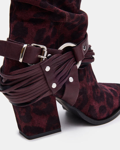 LAUPER Red Leopard Pointed-Toe Heeled Buckle Women's Ankle Boot - Steve Madden