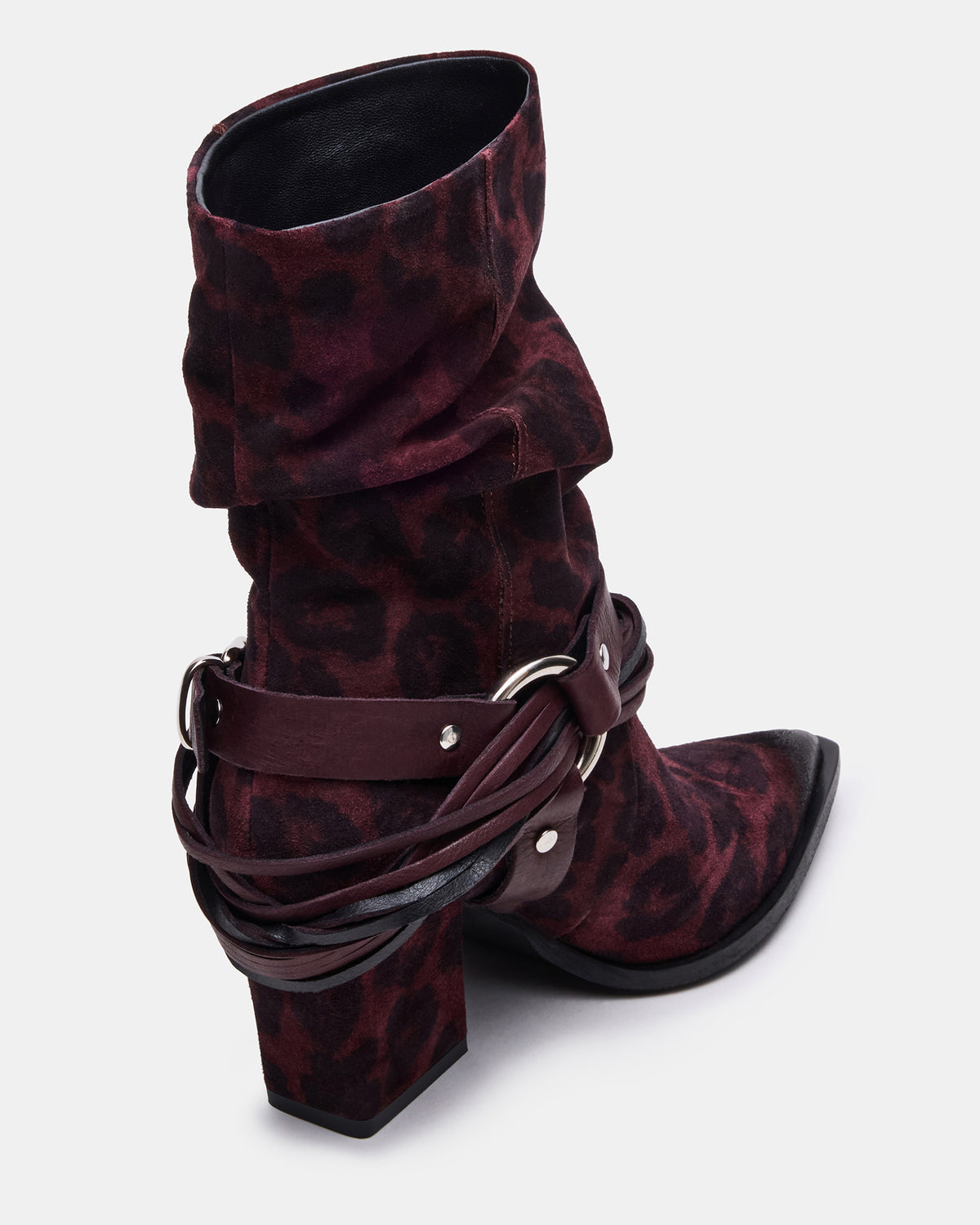 LAUPER Red Leopard Pointed-Toe Heeled Buckle Women's Ankle Boot - Steve Madden