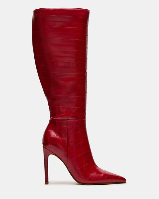 NITRO Red Eel Pointed-Toe Stiletto Heel Knee-High Women's Boots - Steve Madden