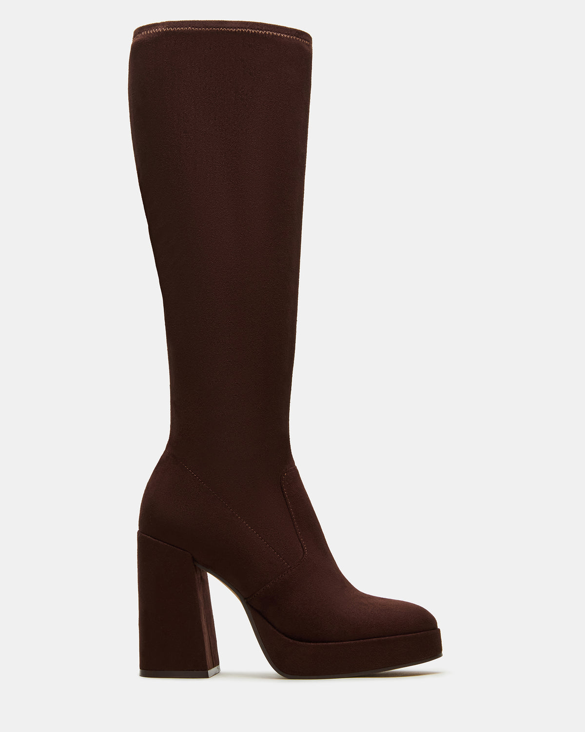 TWAIN Brown Knee-High Block Heel Women's Boot - Steve Madden