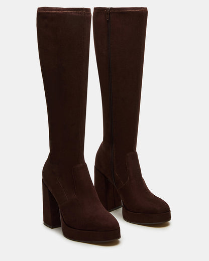 TWAIN Brown Knee-High Block Heel Women's Boot - Steve Madden