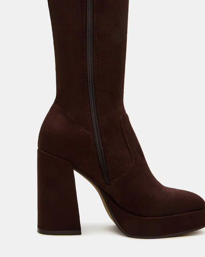 TWAIN Brown Knee-High Block Heel Women's Boot - Steve Madden