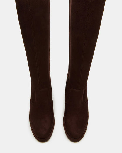 TWAIN Brown Knee-High Block Heel Women's Boot - Steve Madden
