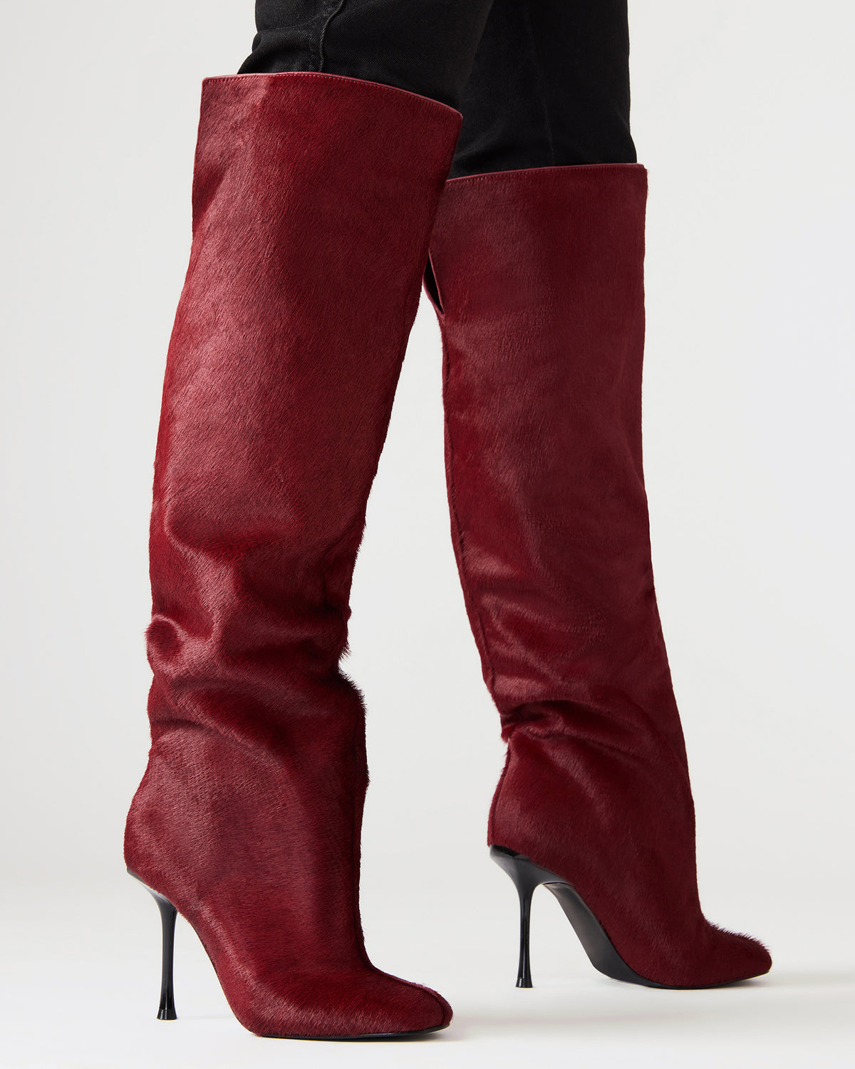 ALLURING Red Over-The-Knee Square-Toe Heeled Women's Boot - Steve Madden