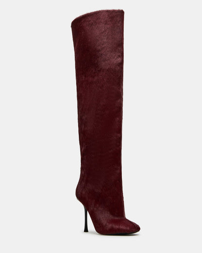 ALLURING Red Over-The-Knee Square-Toe Heeled Women's Boot - Steve Madden