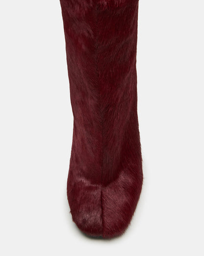 ALLURING Red Over-The-Knee Square-Toe Heeled Women's Boot - Steve Madden