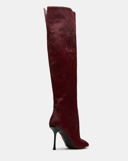 ALLURING Red Over-The-Knee Square-Toe Heeled Women's Boot - Steve Madden