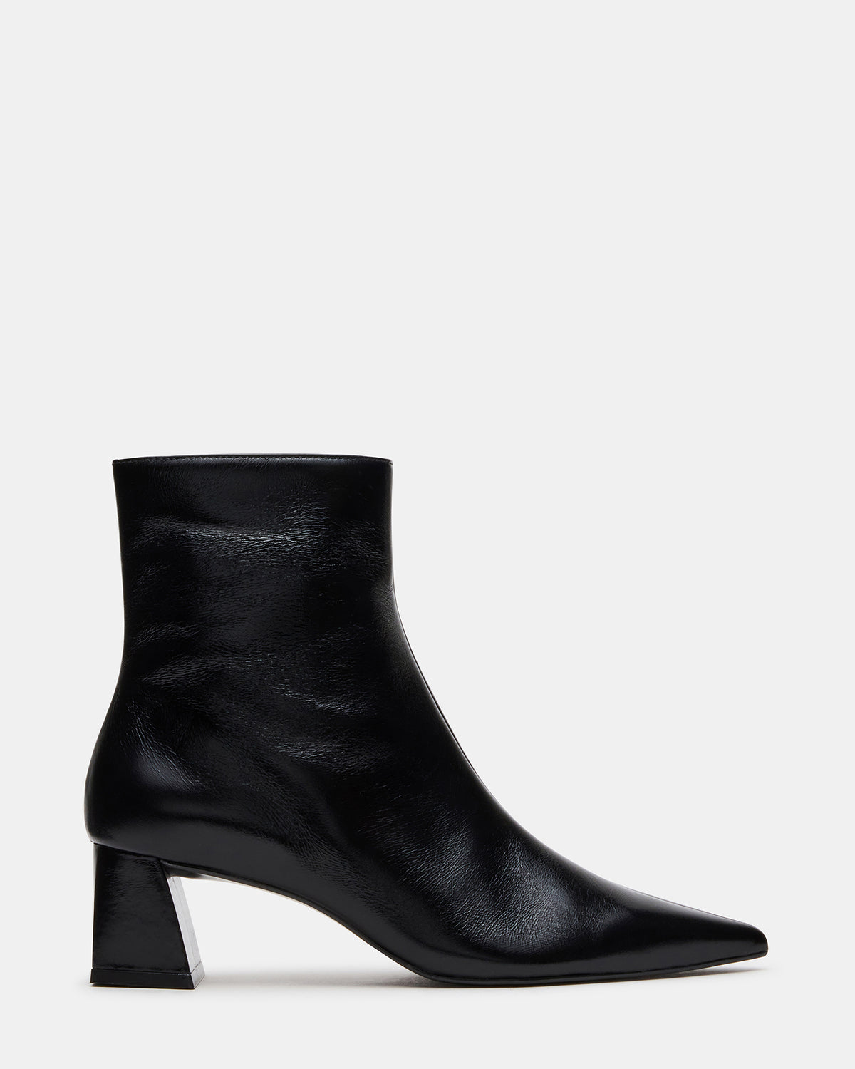 ASHLI Black Leather Pointed-Toe Block Heel Women's Ankle Boot - Steve Madden