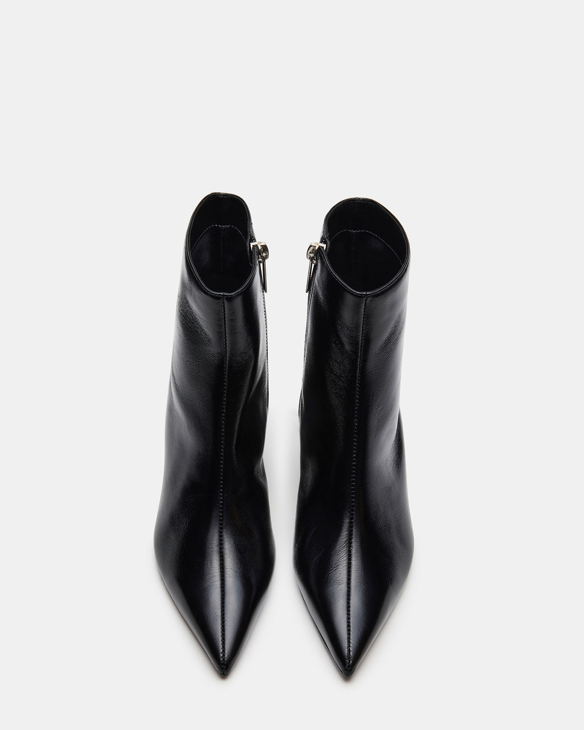ASHLI Black Leather Pointed-Toe Block Heel Women's Ankle Boot - Steve Madden