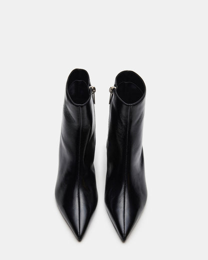 ASHLI Black Leather Pointed-Toe Block Heel Women's Ankle Boot - Steve Madden