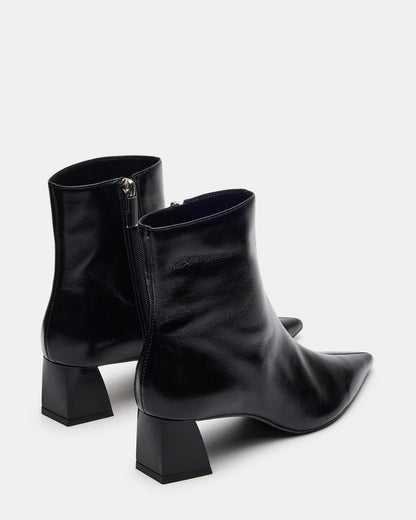 ASHLI Black Leather Pointed-Toe Block Heel Women's Ankle Boot - Steve Madden