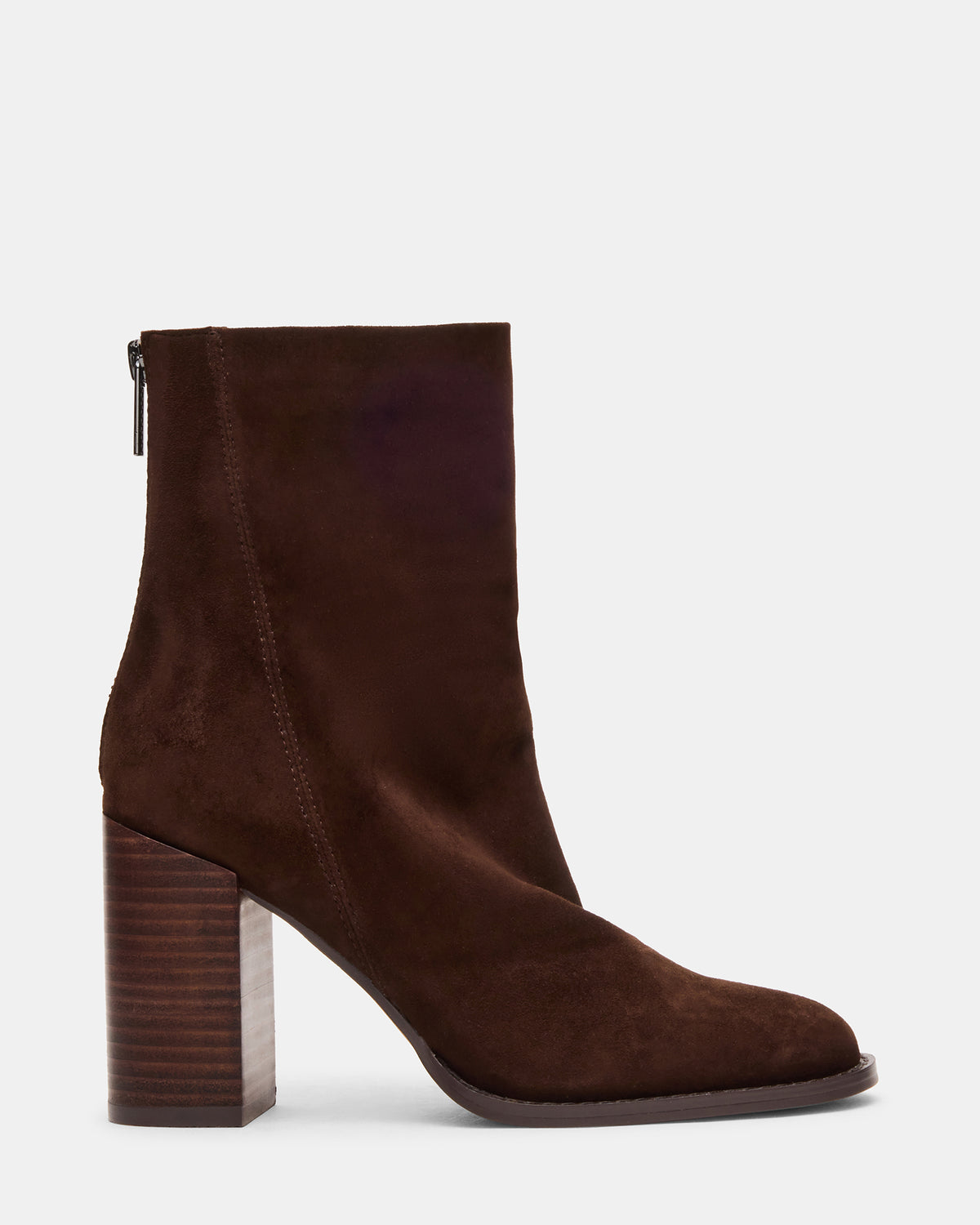 OBSESSION Chocolate Brown Suede Rounded Toe Block Heel Women's Ankle Boot - Steve Madden