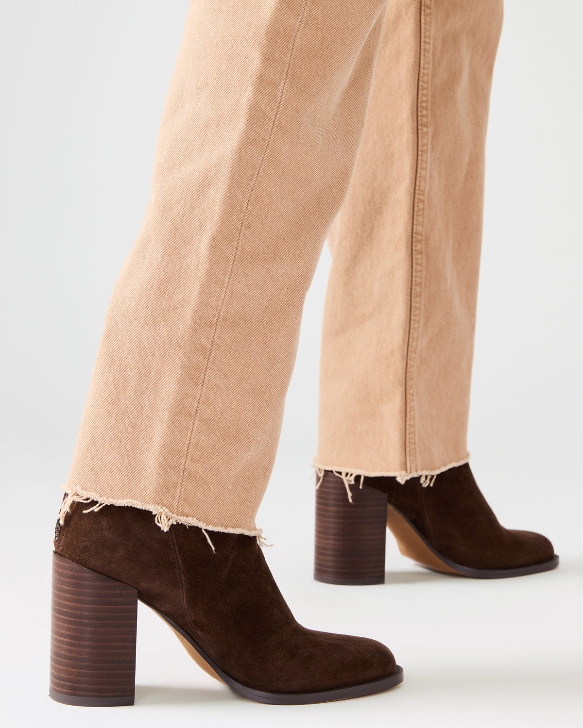 OBSESSION Chocolate Brown Suede Rounded Toe Block Heel Women's Ankle Boot - Steve Madden