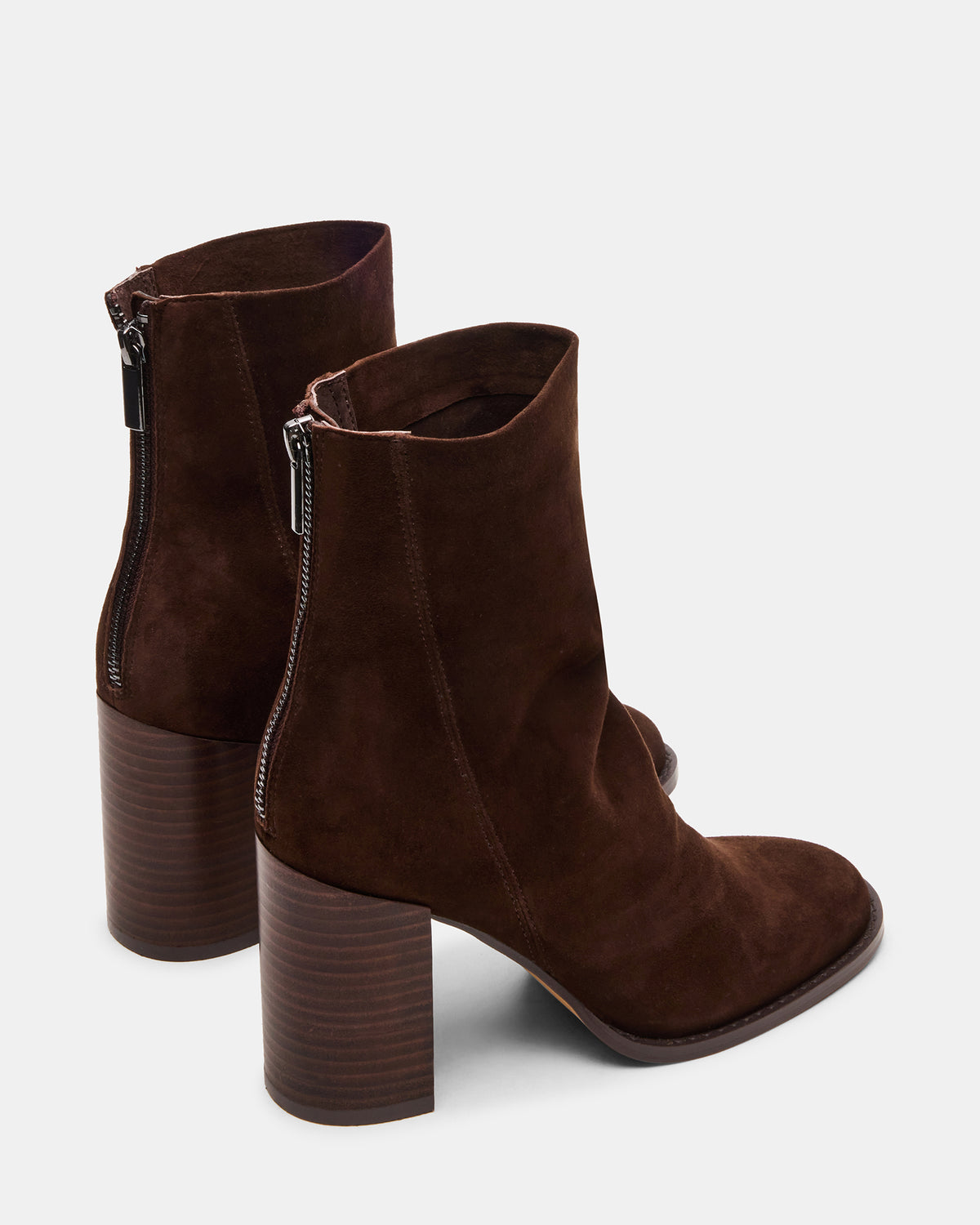 OBSESSION Chocolate Brown Suede Rounded Toe Block Heel Women's Ankle Boot - Steve Madden