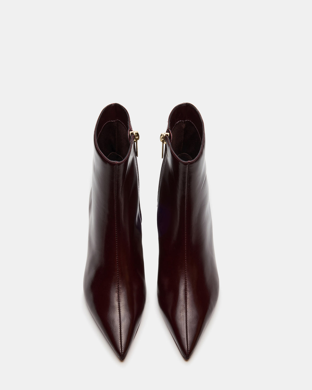 ASHLI Wine Leather Pointed-Toe Block Heel Women's Ankle Boot - Steve Madden