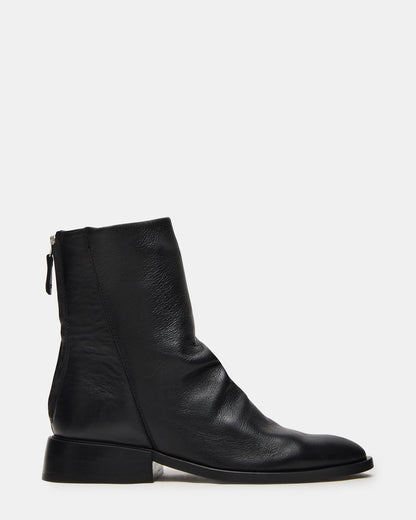 NEXIE Black Leather Women's Pointed-Toe Ankle Boot - Steve Madden