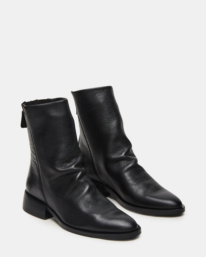 NEXIE Black Leather Women's Pointed-Toe Ankle Boot - Steve Madden