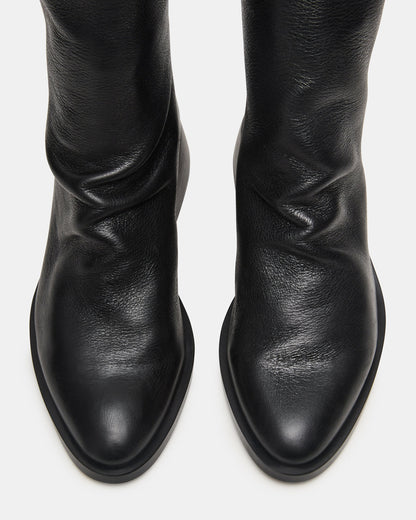 NEXIE Black Leather Women's Pointed-Toe Ankle Boot - Steve Madden
