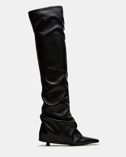 TATIANA Black Square Toe Cuffed Knee-High Women's Boot - Steve Madden