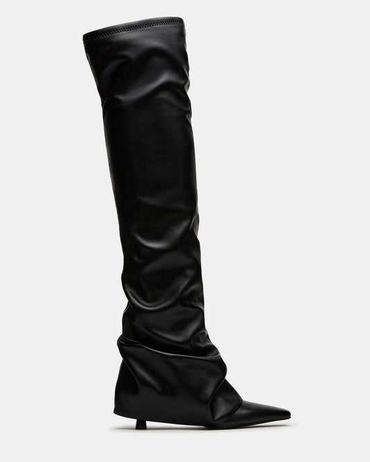 TATIANA Black Square Toe Cuffed Knee-High Women's Boot - Steve Madden