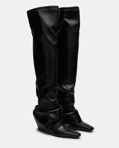 TATIANA Black Square Toe Cuffed Knee-High Women's Boot - Steve Madden