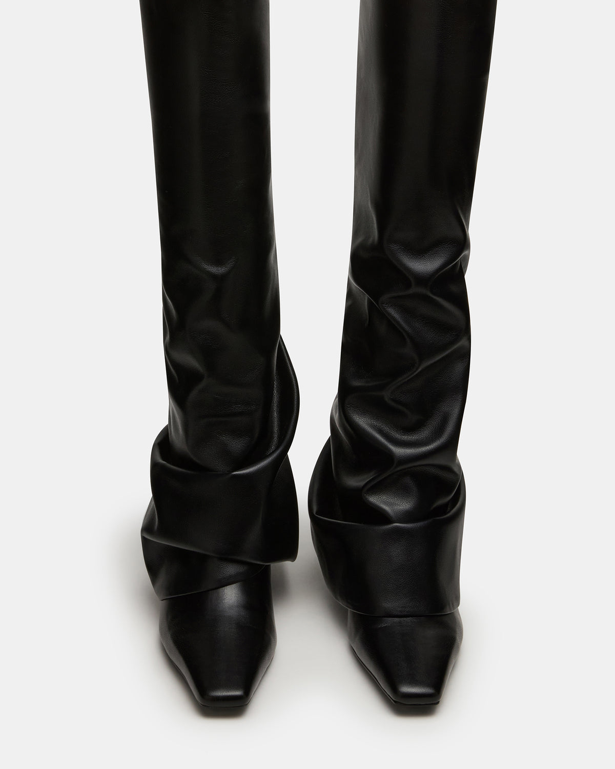 TATIANA Black Square Toe Cuffed Knee-High Women's Boot - Steve Madden