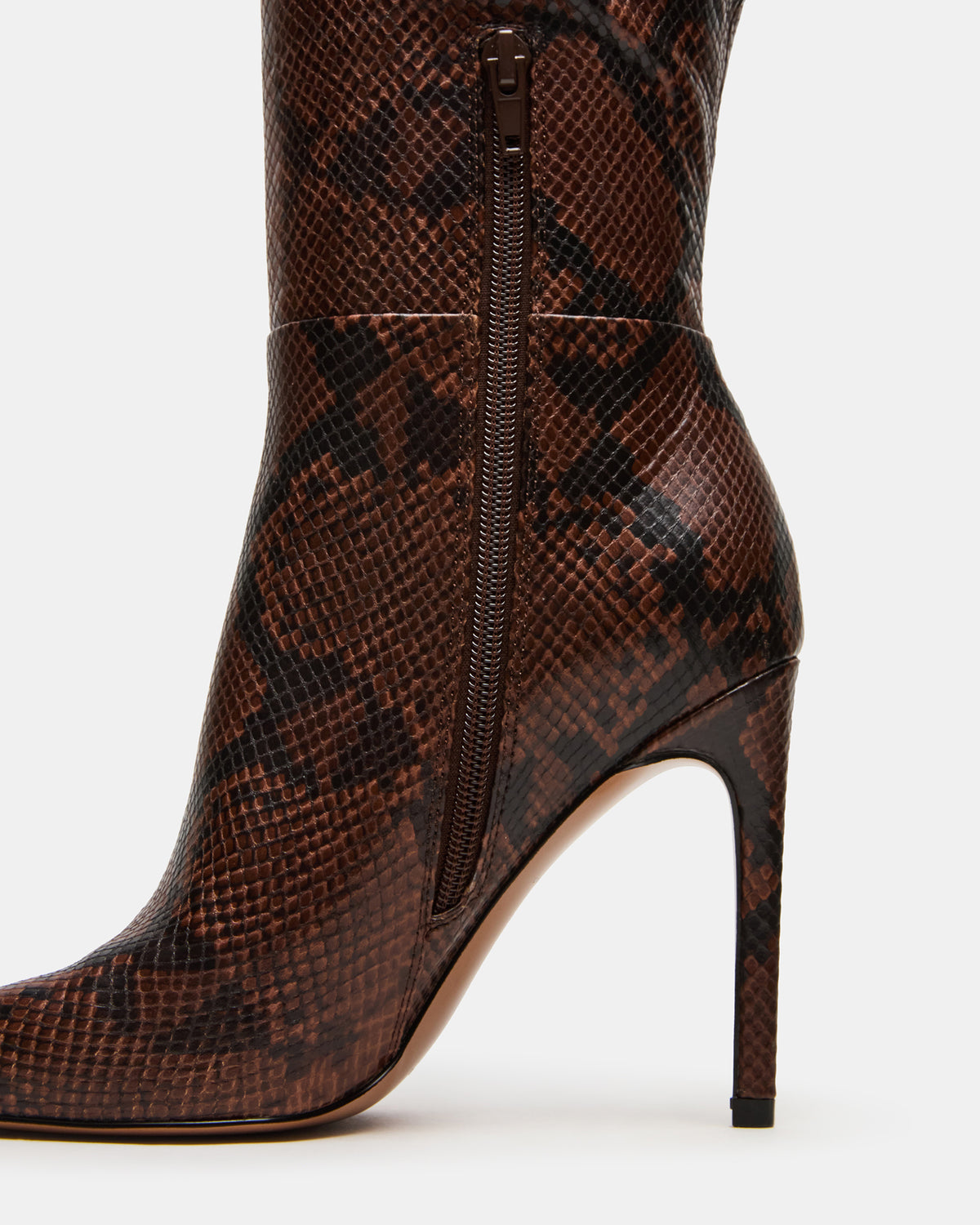 NITRO Brown Snake Pointed-Toe Stiletto Heel Knee-High Women's Boots - Steve Madden