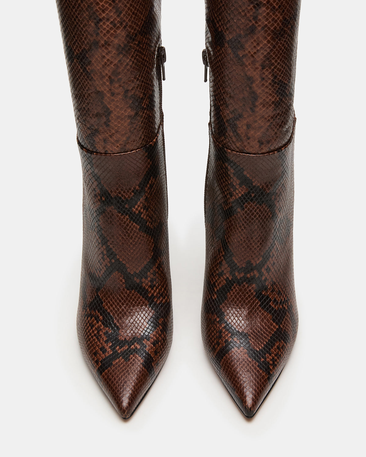 NITRO Brown Snake Pointed-Toe Stiletto Heel Knee-High Women's Boots - Steve Madden