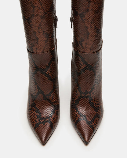 NITRO Brown Snake Pointed-Toe Stiletto Heel Knee-High Women's Boots - Steve Madden