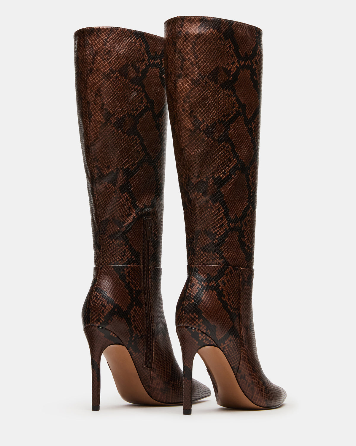 NITRO Brown Snake Pointed-Toe Stiletto Heel Knee-High Women's Boots - Steve Madden