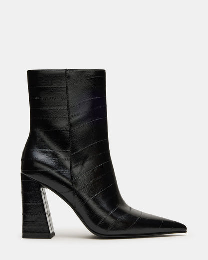 AUDREANA Black Eel Pointed-Toe Block Heel Women's Ankle Boot - Steve Madden