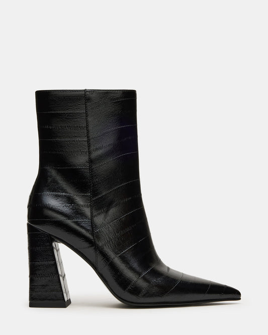 AUDREANA Black Eel Pointed-Toe Block Heel Women's Ankle Boot - Steve Madden