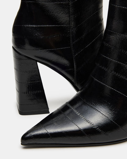 AUDREANA Black Eel Pointed-Toe Block Heel Women's Ankle Boot - Steve Madden