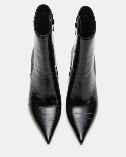 AUDREANA Black Eel Pointed-Toe Block Heel Women's Ankle Boot - Steve Madden
