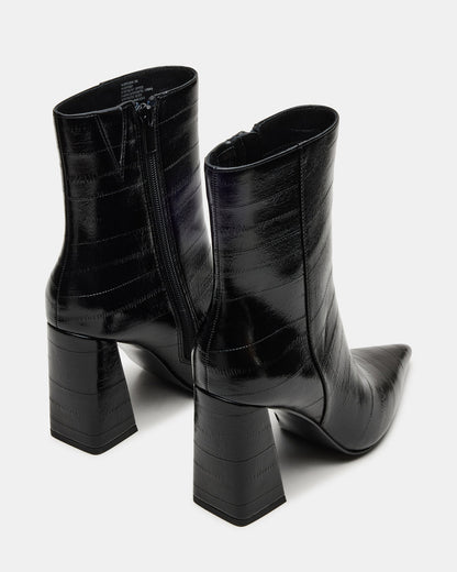 AUDREANA Black Eel Pointed-Toe Block Heel Women's Ankle Boot - Steve Madden