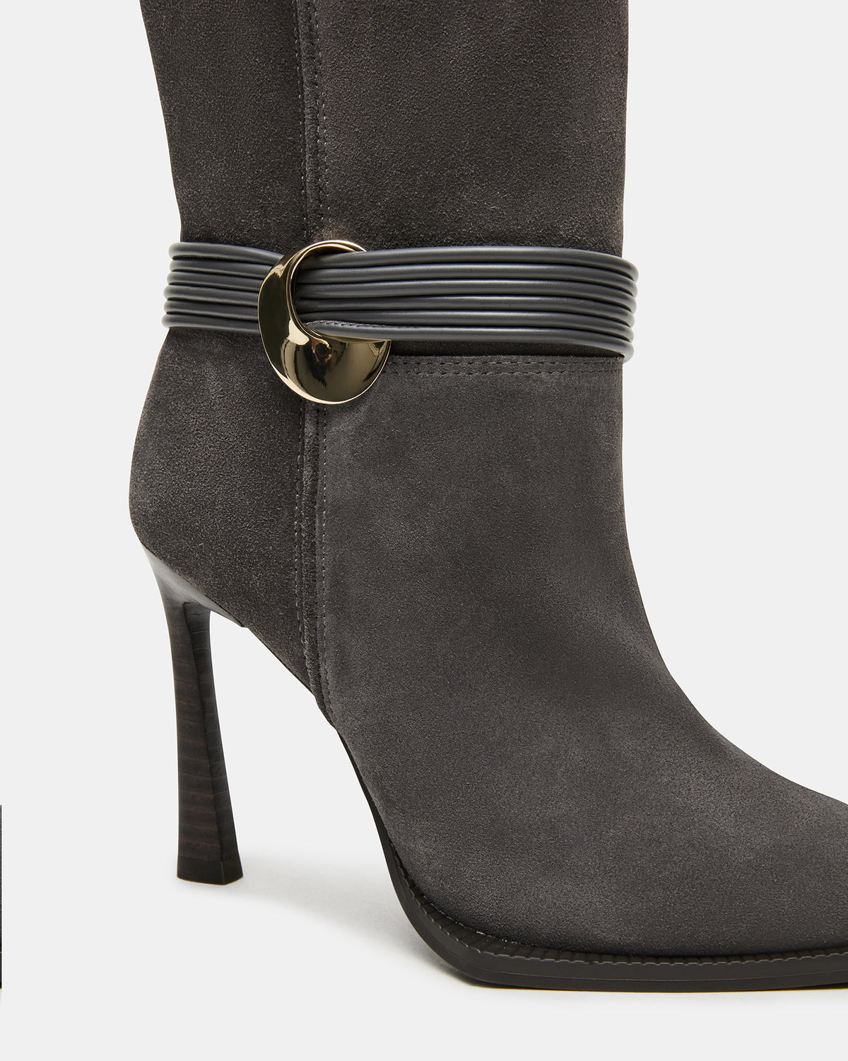 KYNDALL Grey Suede Pointed-Toe Stiletto Heeled Knee-High Women's Boot - Steve Madden