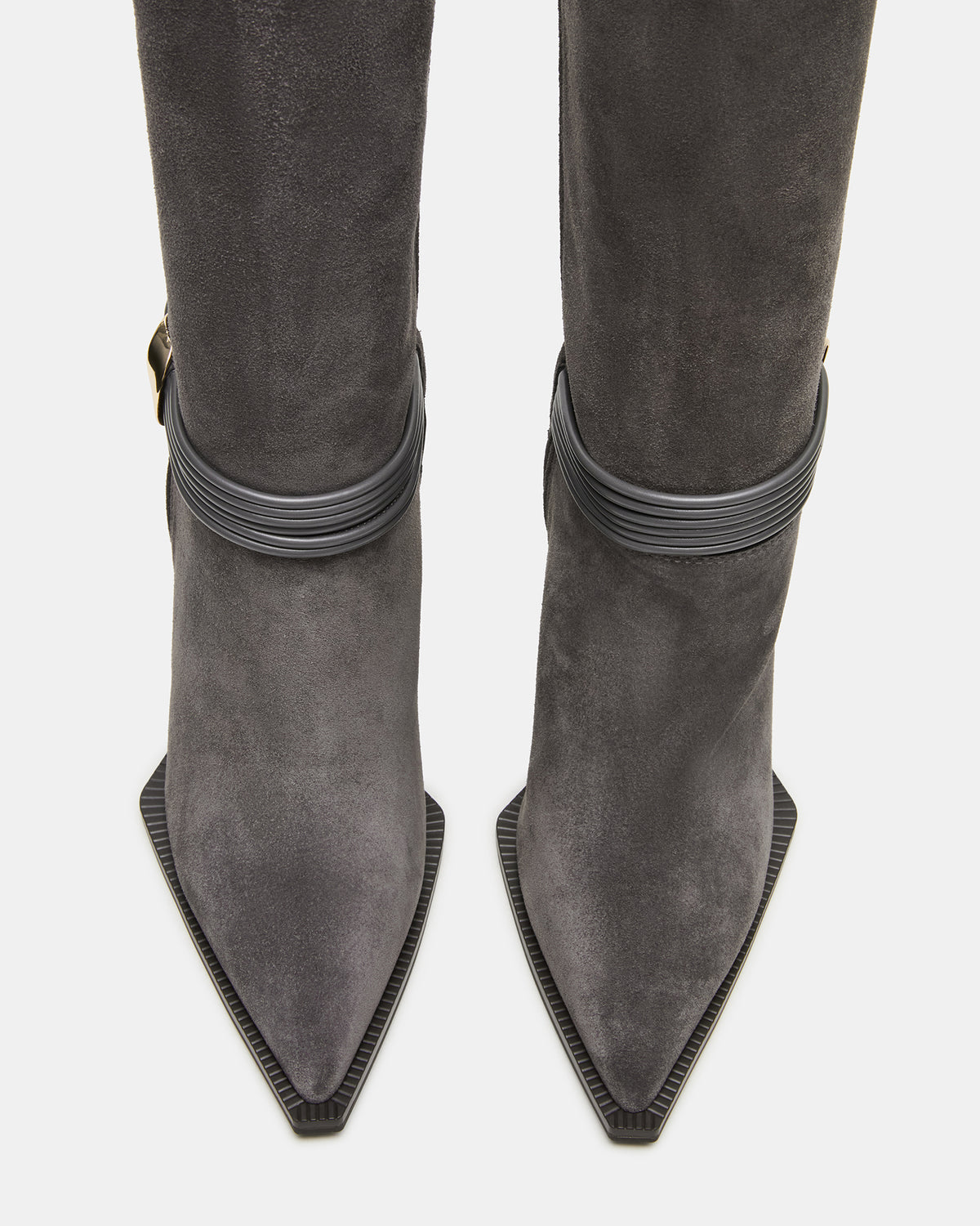 KYNDALL Grey Suede Pointed-Toe Stiletto Heeled Knee-High Women's Boot - Steve Madden