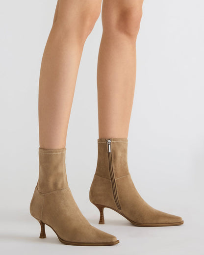STASIA Taupe Pointed-Toe Kitten Heel Women's Ankle Boot - Steve Madden