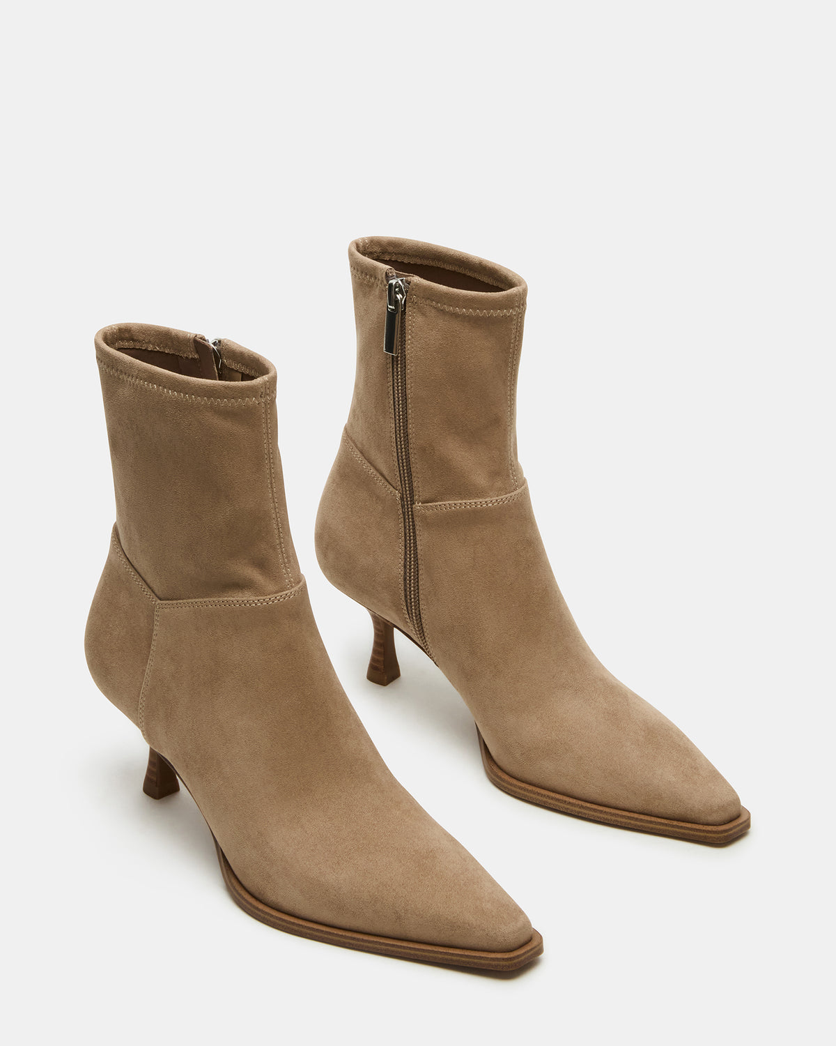 STASIA Taupe Pointed-Toe Kitten Heel Women's Ankle Boot - Steve Madden