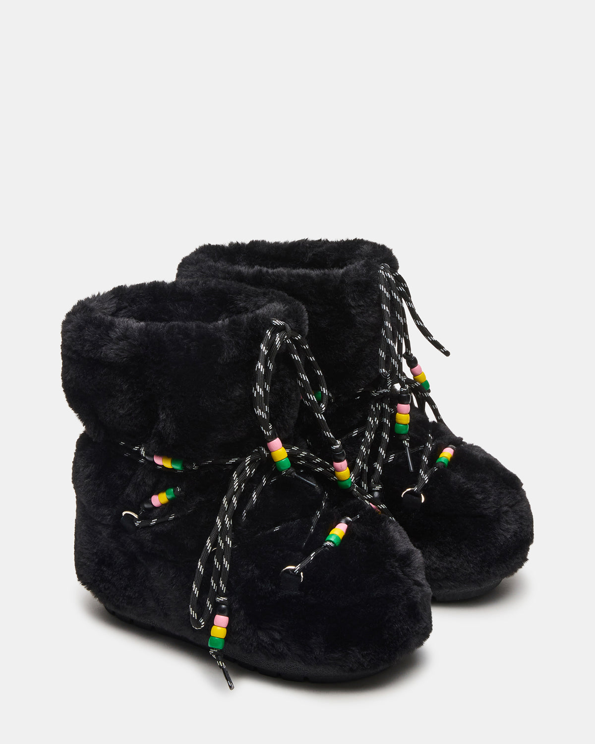 MIRO Black Faux Fur Chunky Lace-Up Women's Bootie - Steve Madden