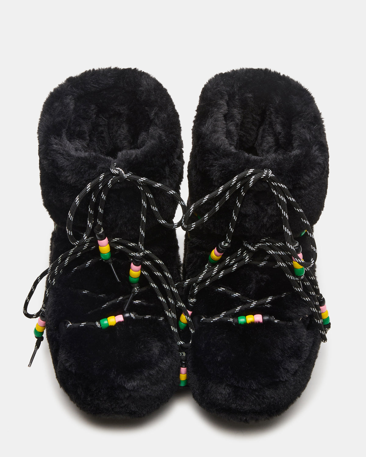 MIRO Black Faux Fur Chunky Lace-Up Women's Bootie - Steve Madden