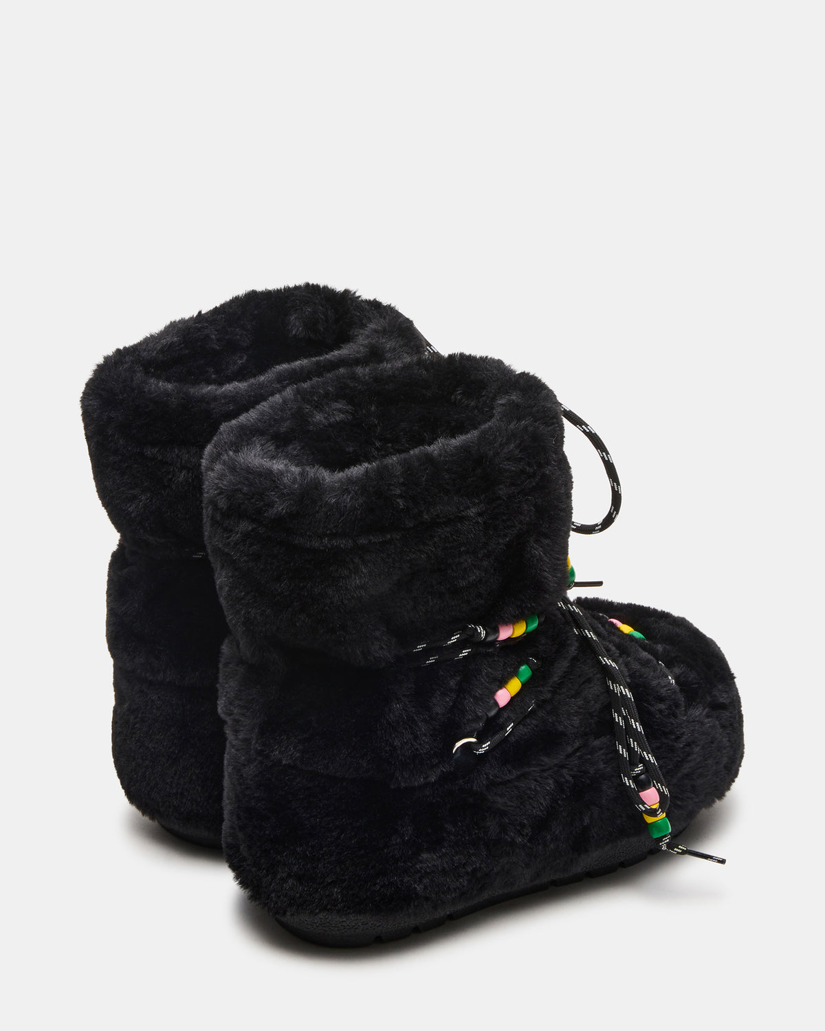 MIRO Black Faux Fur Chunky Lace-Up Women's Bootie - Steve Madden