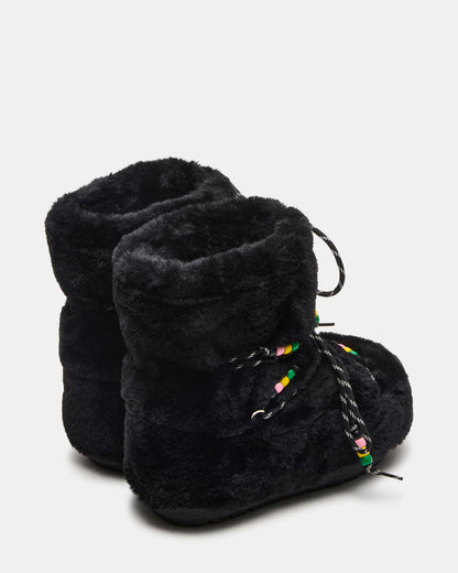 MIRO Black Faux Fur Chunky Lace-Up Women's Bootie - Steve Madden